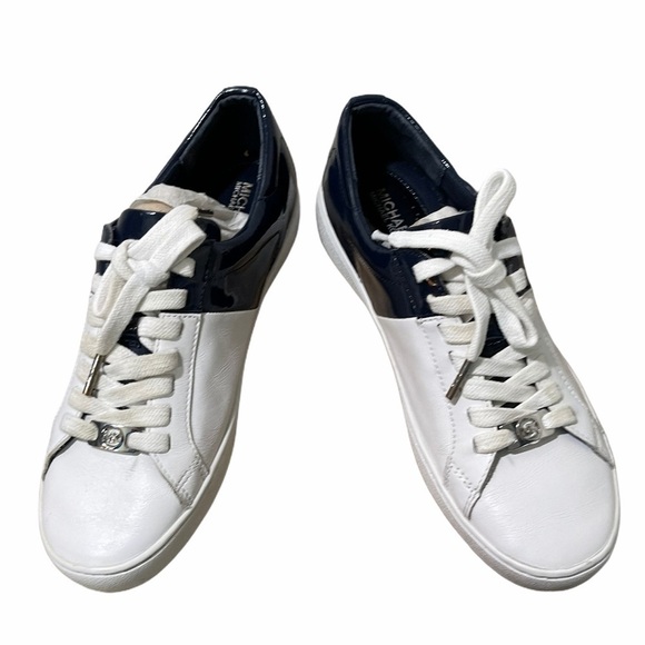 Michael Kors Lace Up Tobey White/Navy Sneakers - Picture 3 of 14